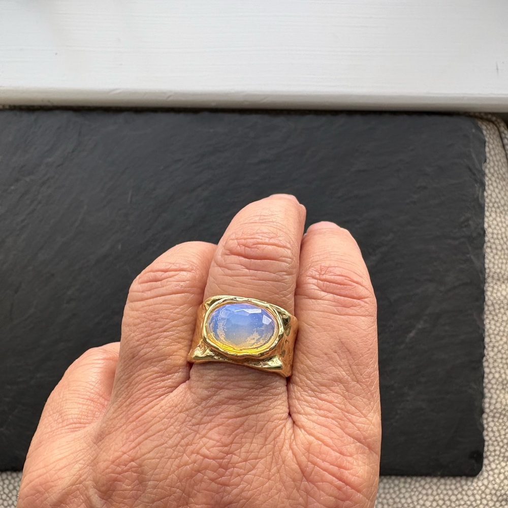 Gold Tone Moonstone Statement Ring - Women Jewelry